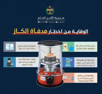 الأردن .. نصائح مهمة من الامن لمستخدمي مدفأة الكاز