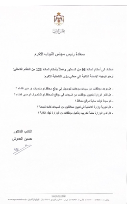 النائب العموش يسأل عن تأهيل السيدات للمناصب القيادية