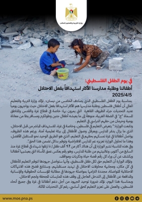 التربية الفلسطينية : استشهاد 17 ألف طفل معظمهم طلبة