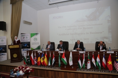 افتتاح المؤتمر التاسع عشر لكلية الأعمال في جامعة الزيتونة بعنوان: (الذكاء الاصطناعي في عالم الأعمال)