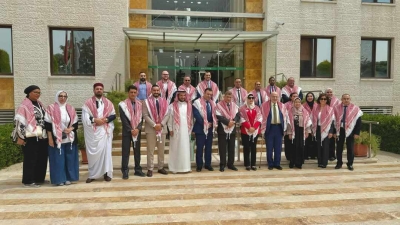 الشماغ الأردني زين الوفود العربية الذين احتفلوا بالعيد الـ45 لتأسيس جمعية العلاج الطبيعي الأردنية