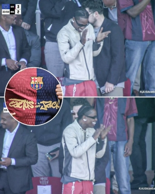 كلاسيكو الأرض.. ترافيس سكوت يحتفل بأهداف برشلونة في ريال مدريد - صورة