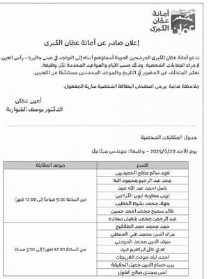 شواغر وظيفية ومدعوون لإجراء المقابلات - اسماء وتفاصيل