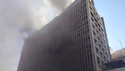 إصابات في حريق سنترال رمسيس بمصر