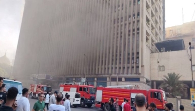 إصابات في حريق سنترال رمسيس بمصر