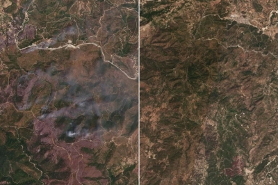 صور أقمار اصطناعية تظهر انحسار حرائق الساحل السوري