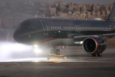 وصول أول طائرة إيرباص A320neo للملكية الأردنية إلى مطار عمّان المدني
