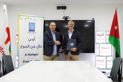 توتال للطاقات الأردن تتبرع بأكثر من 800 لوح طاقة شمسية لدعم مشاريع بنك الطعام الأردني وتكية أم علي