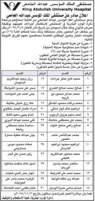 مستشفى الملك المؤسس يدعو مرشحين لاستكمال إجراءات التعيين
