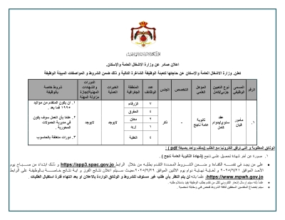 وزارة الأشغال الأردنية تعرض عشرات الوظائف - روابط التقديم
