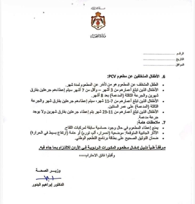 الأردن.. إدراج مطعوم جديد ضمن البرنامج الوطني للتطعيم