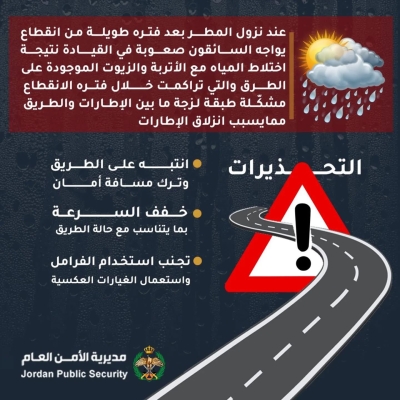 السير تحذر من «اول شتوة»