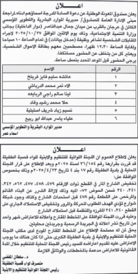 وظائف شاغرة ومدعوون لإجراء المقابلات (أسماء)