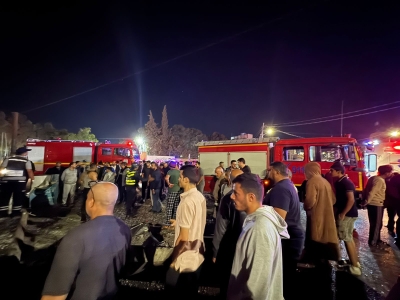 انفجار داخل محل لبيع مياه الشرب في مادبا – فيديو وصور