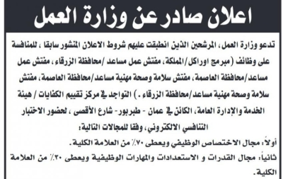 مدعوون للامتحان التنافسي والمقابلات الشخصية (أسماء)