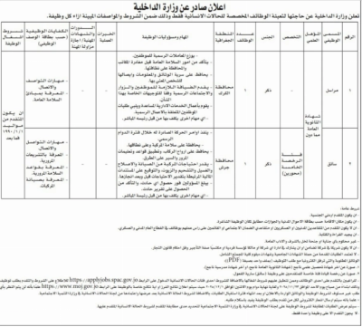 وزارة الداخلية تطلب أردنيين لهذه الوظائف - تفاصيل