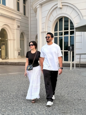 الصور الأولى من شهر عسل مي عز الدين وأحمد تيمور