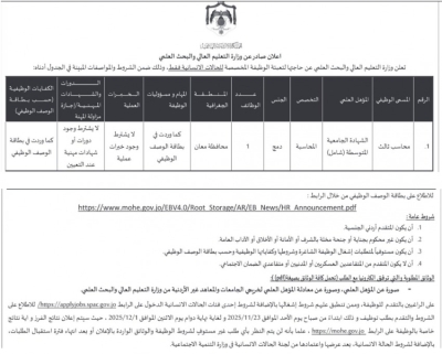 وظائف شاغرة ومدعوون لاجراء المقابلات الشخصية (أسماء)