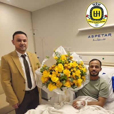 جماهير الحسين إربد في الإمارات تطمئن على أدهم القرشي