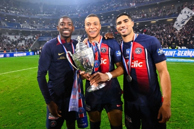 أشرف حكيمي برفقة مبابي وديمبيلي