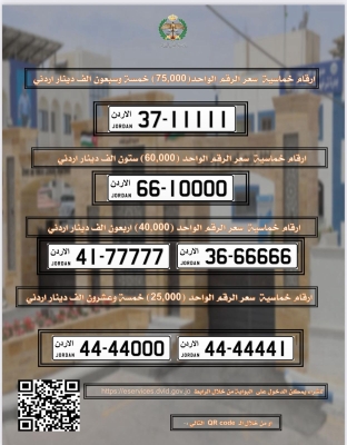 طرح مجموعة جديدة من أرقام لوحات المركبات المميزة للبيع