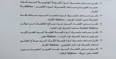 تشكيلات إدارية واسعة في وزارة الداخلية تشمل حكاما إداريين