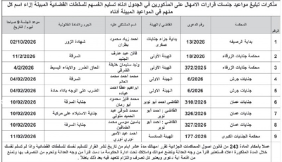 مذكرات تبليغ رسمية لتسليم مطلوبين وتحديد جلسات قضائية - أسماء