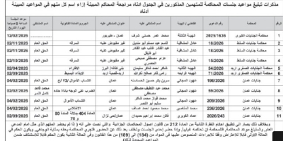 مذكرات تبليغ رسمية لتسليم مطلوبين وتحديد جلسات قضائية - أسماء