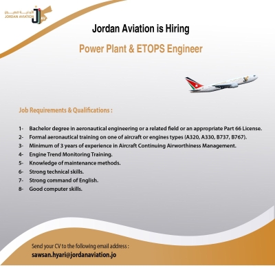 Jordan Aviation Announces Multiple Engineering and Technical Job Openings
