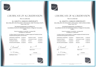 عمان الاهلية تحوز على الاعتماد البريطاني  ASIC ببرنامجي اللغة الانجليزية 