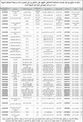 مذكرات تبليغ مواعيد جلسات محاكمات لأردنيين - أسماء