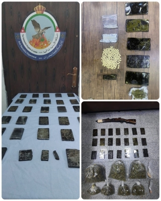 الاردن.. القبض على ١٨ تاجراً ومروجاً للمخدرات وضبط كمّيات كبيرة من المواد المخدرة والأسلحة النارية - صور
