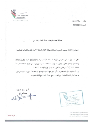 المستقلة للانتخاب تمهل «العمل الإسلامي» 60 يوماً لتصويب أوضاعه وتغيير اسمه