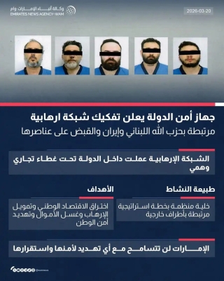 الإمارات تعلن تفكيك شبكة إرهابية مرتبطة بحزب الله وإيران