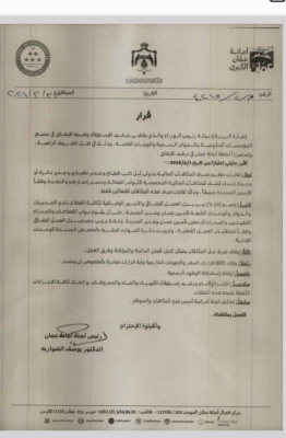 أمانة عمان تخفض بدل الإضافي لموظفيها ٥٠ ٪؜