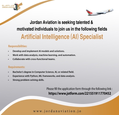 Job Opportunity at (Jordan Aviation)