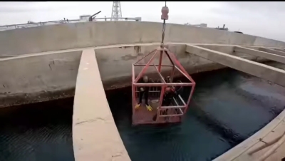 إنقاذ سلحفاة علقت في قناة تبريد بمجمع صناعي في العقبة