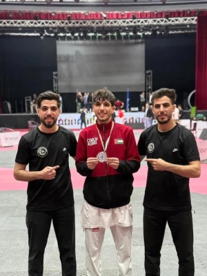 البطل الدولي خالد فحماوي يحقق الميدالية الفضية في بطولة اتحاد الجامعات الأردنية للتايكواندو