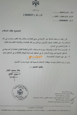 لدعم تشغيل الأردنيين.. وزارة العمل توقف استقدام العمالة الوافدة