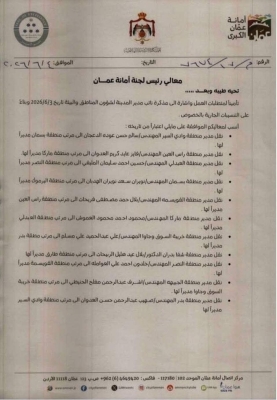 أمانة عمان تجري تشكيلات إدارية واسعة بين مديري الدوائر - أسماء