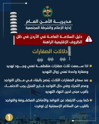 الامن العام يعيد نشر إرشادات عامة يجب اتباعها في حال مشاهدة أجسام غريبة