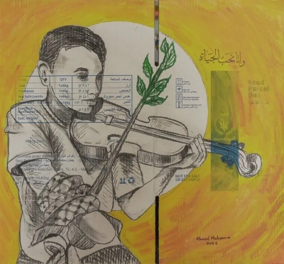 (أنا أراك، هل تراني؟) ..  قصص من غزة ترويها لوحات فنان فلسطيني على طرود المساعدات
