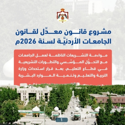 الحكومة تنشر أبرز ملامح مشروع القانون المعدل لقانون الجامعات الأردنية