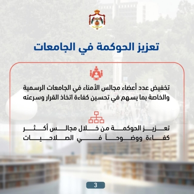 الحكومة تنشر أبرز ملامح مشروع القانون المعدل لقانون الجامعات الأردنية
