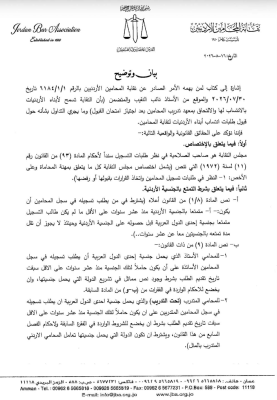 توضيح من نقابة المحامين بخصوص (أبناء الأردنيات)