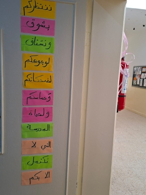 حلوى ورسائل ترحيب وزينة .. هكذا استقبلت مدارس جرش طلابها