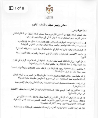 طهبوب توجه 114 سؤالا رقابيا للحكومة