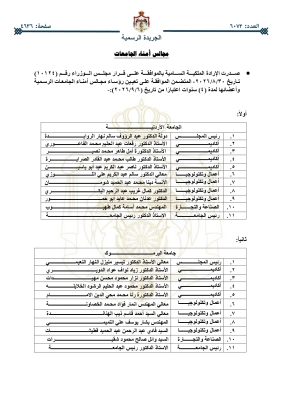 إرادة ملكية بالموافقة على مجالس أمناء الجامعات الرسمية - أسماء