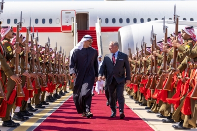 الملك وولي عهد أبوظبي يشهدان وضع حجر الأساس لمشروع سكة حديد العقبة - الشيدية – معان
