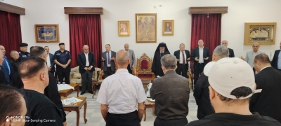 متصرف المعراض ووجهاء جرش يزورون دير السيدة العذراء في دبين للتضامن مع أهالي شهداء الكرك
